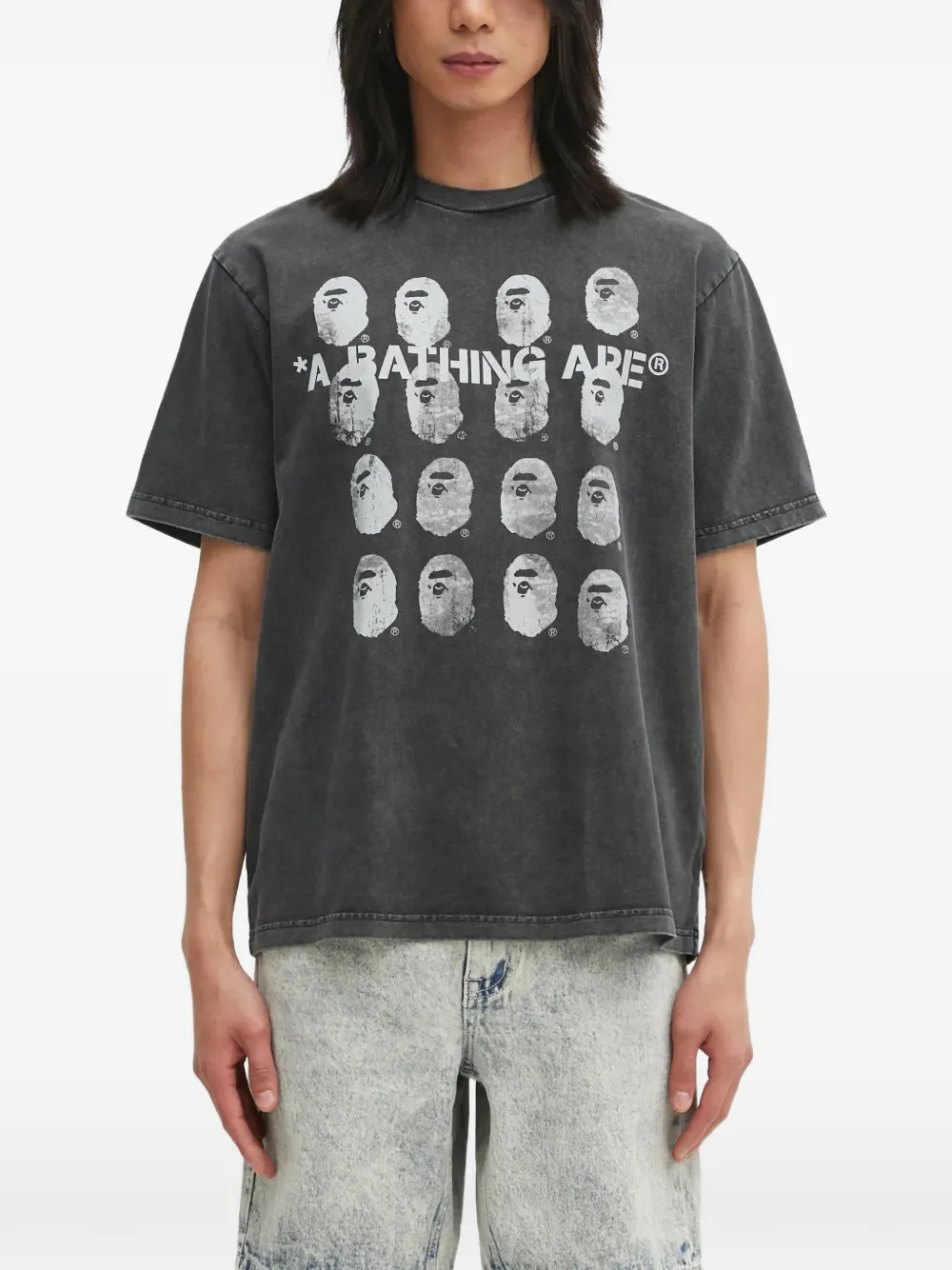 

Футболка с логотипом и окрашиванием изделия A BATHING APE, черный