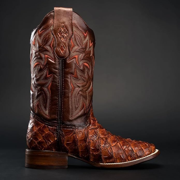 Мужские ботинки Rodeo Cartie из натуральной экзотической кожи рыбы Пираруку, квадратный носок - Shedron Generic — фото 2