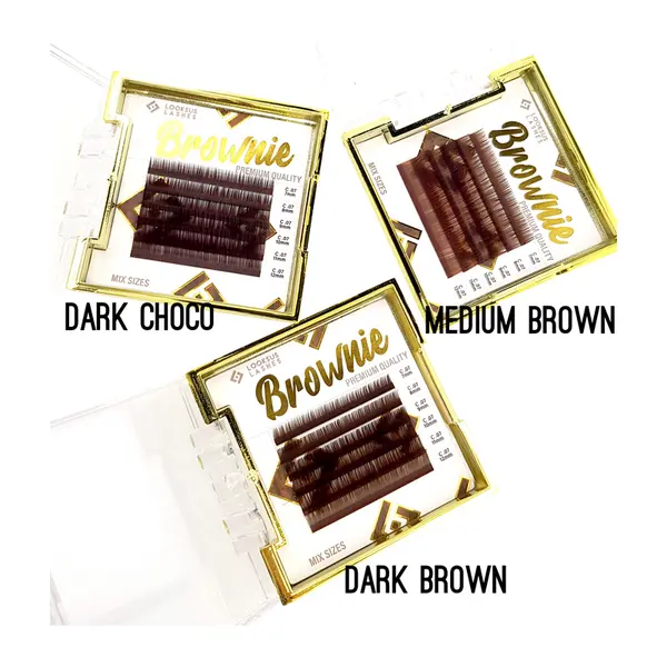 Коричневые ресницы для наращивания, изгиб С, 9 мм, 1 упаковка. Looksus Lashes Brownie 0,07 medium brown — фото 2