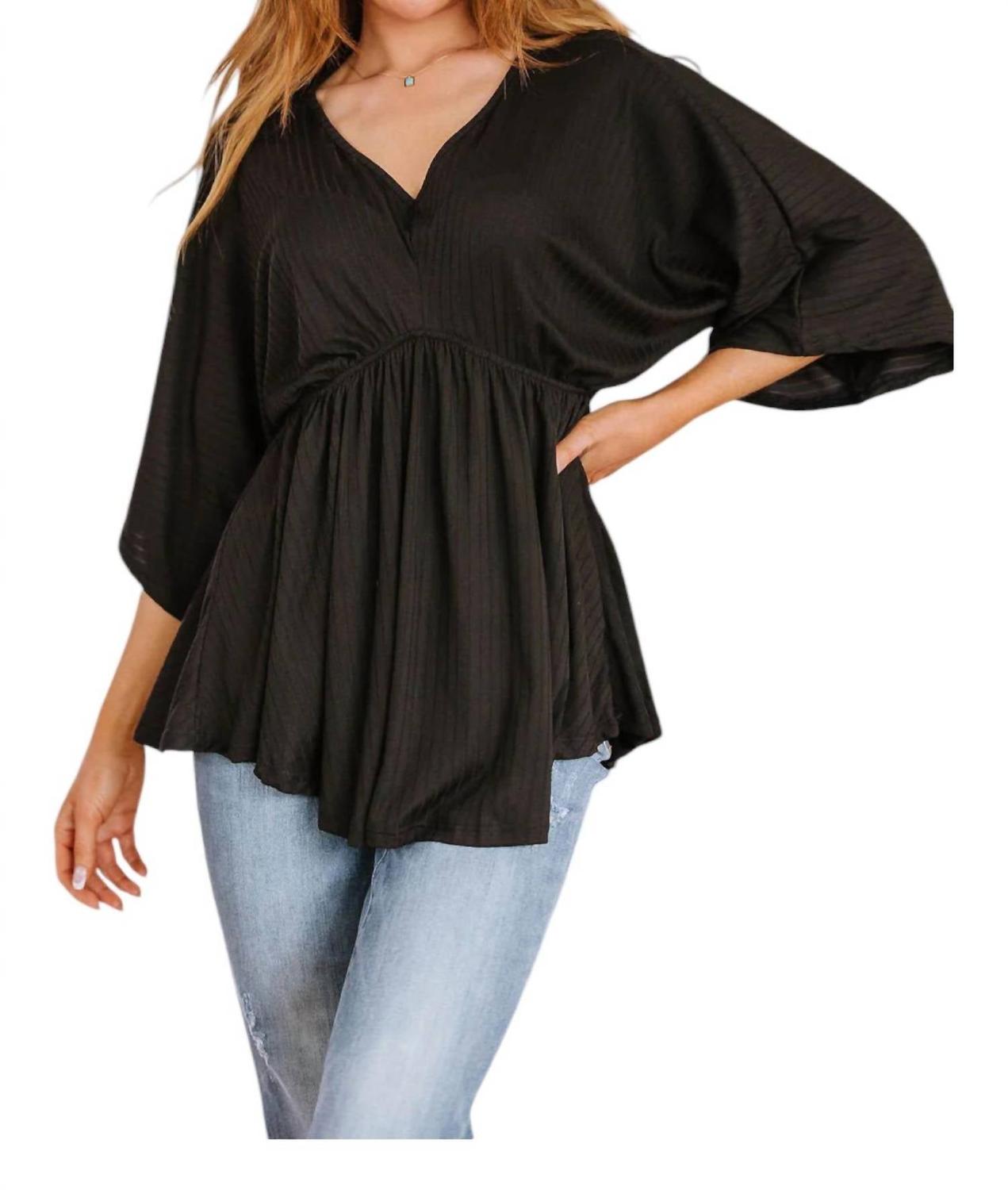 

Черный топ с драпированным пеплумом Storied Moments White Birch