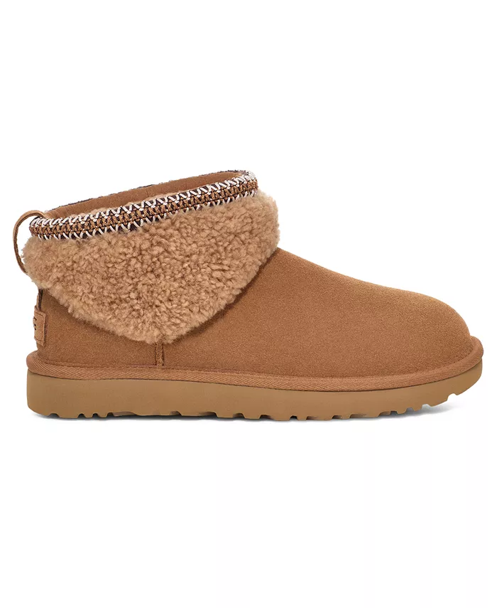 Женские классические ботинки UGG Ultra Mini Max Curly Ugg, коричневый — фото 3