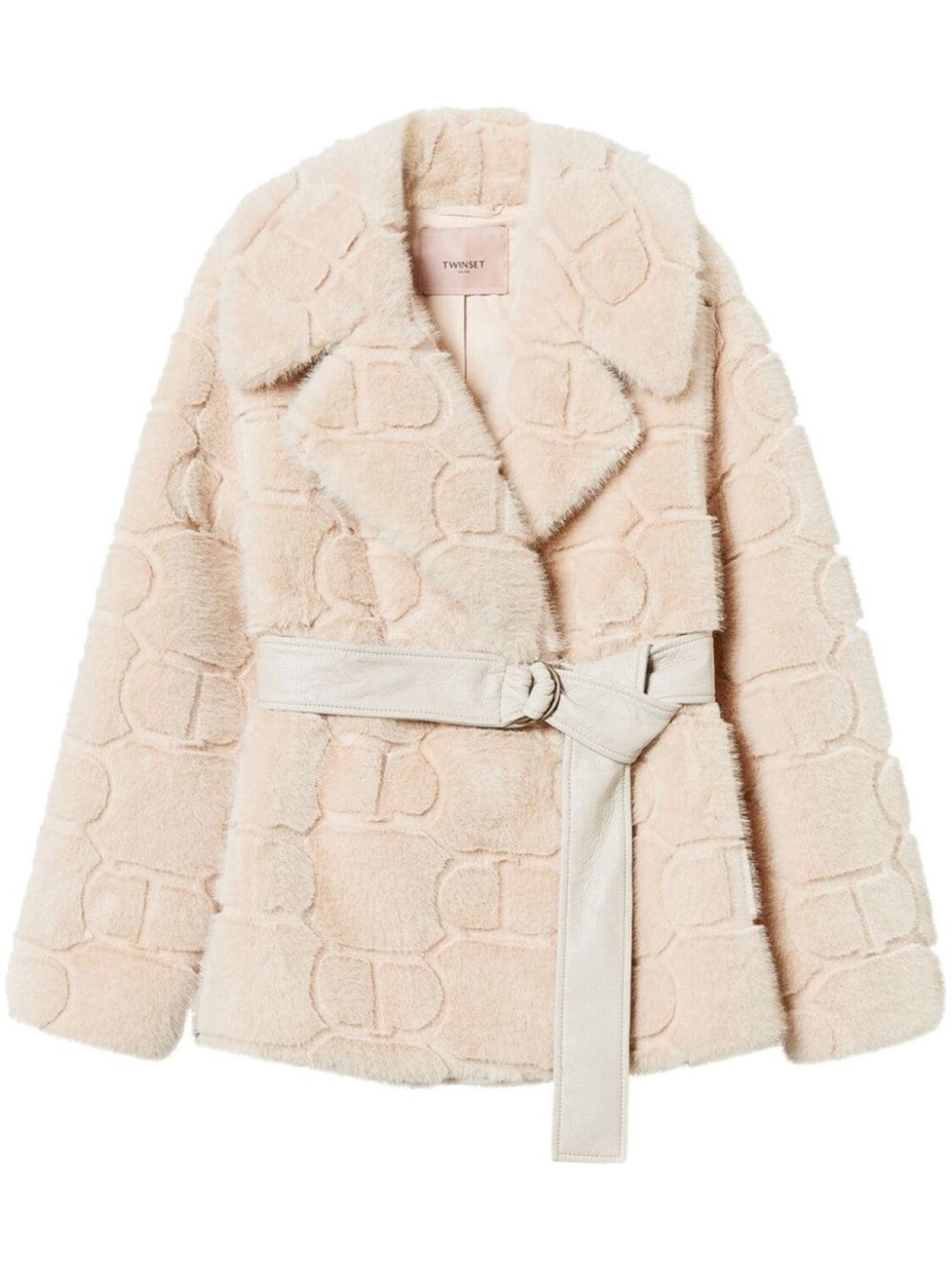 

Шуба TWINSET из искусственного меха с поясом, серый
