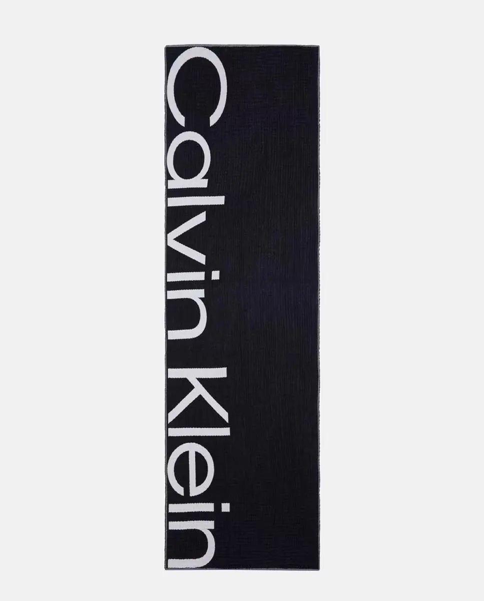 

Шарф с большим логотипом и контрастными деталями Calvin Klein, черный