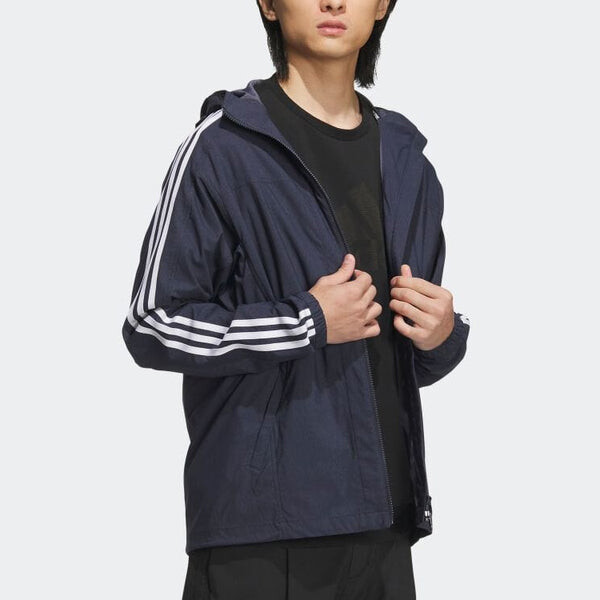 Куртка adidas Denim Look Regular Fit Stretch Woven Hooded Track Top 'Blue', синий — фото 4