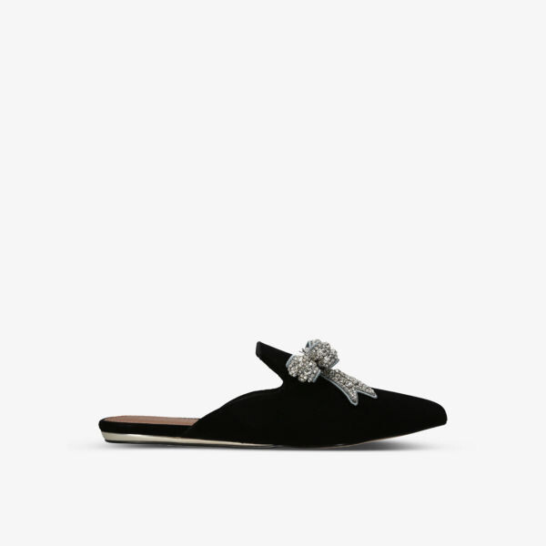 

Бархатные туфли-мофели на плоской подошве Olive Bow, украшенные кристаллами Kurt Geiger London, черный