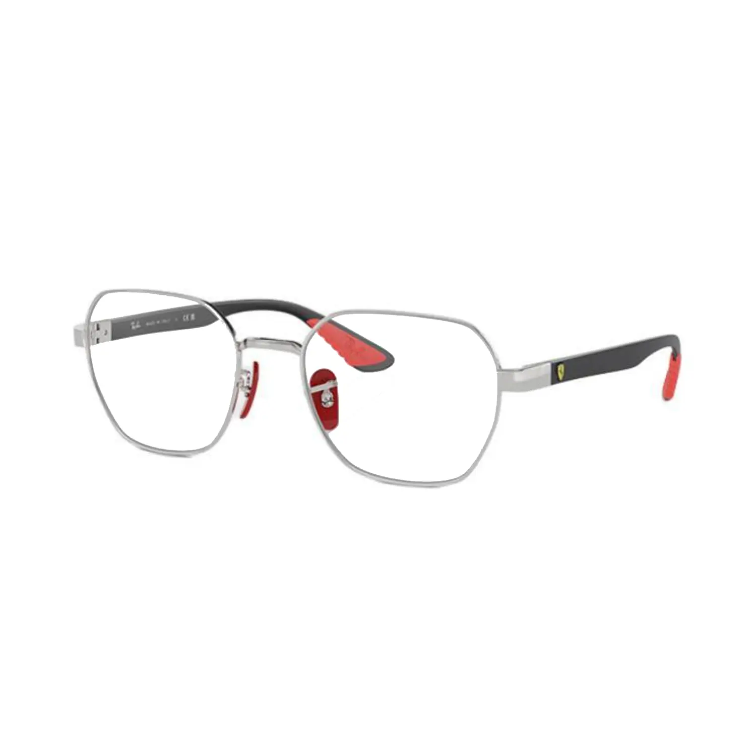 

RayBan Металлическая оправа для очков неправильной формы унисекс серебристо-черная, Silver frame with matte black legs