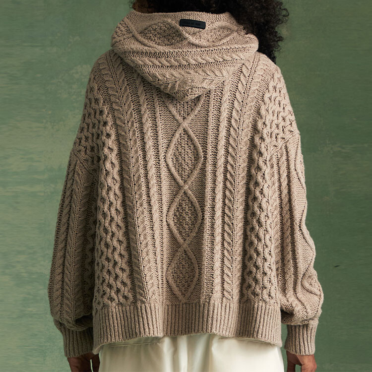 Аппликация логотипа, толстовка с капюшоном из трикотажной пряжи Fear Of God Essentials, цвет Core Heather — фото 4