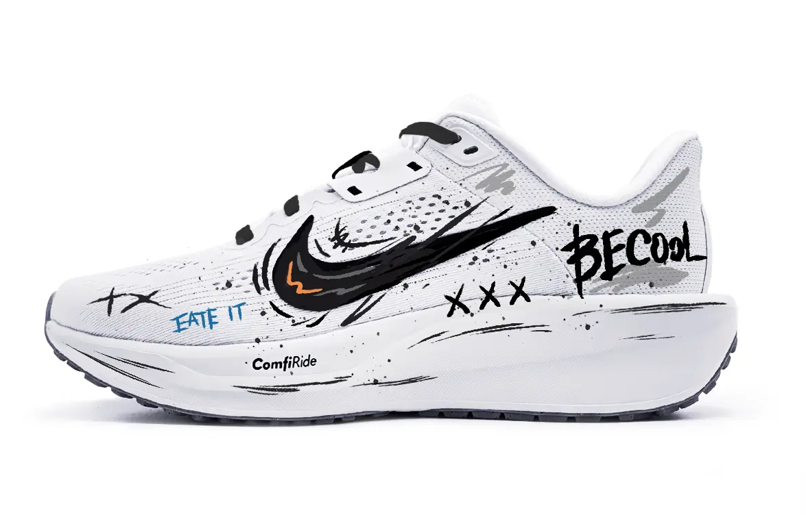 

Nike Кроссовки для бега Quest 6 с низким верхом, амортизацией и воздухопроницаемостью, унисекс, черный с белым