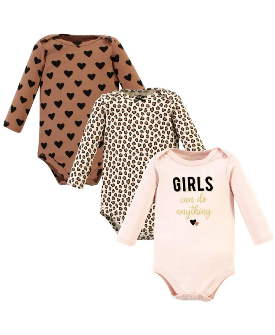Комплект из 3 хлопковых боди с длинными рукавами Hudson Baby, Cinnamon Hearts 3 Pack