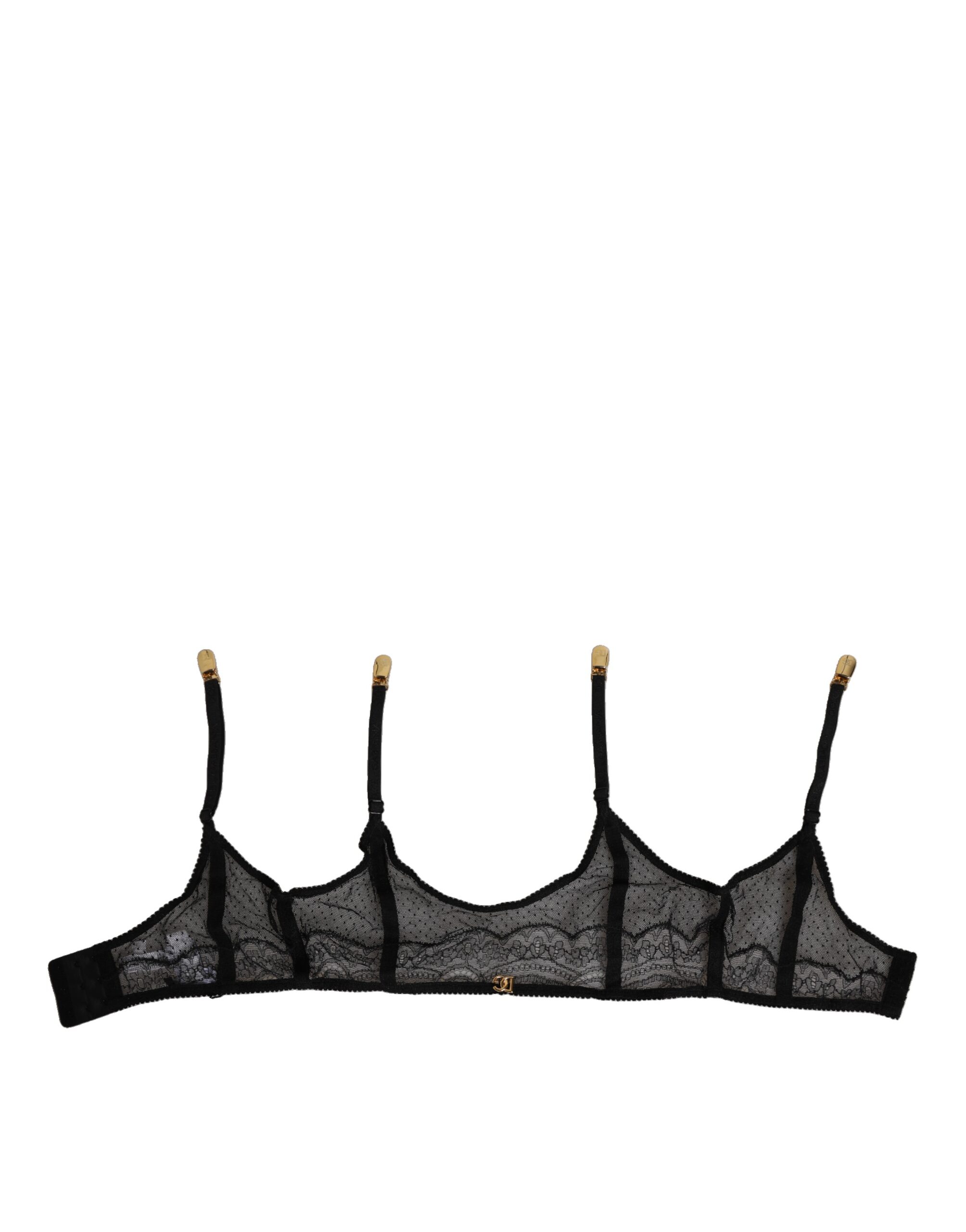 

Черное кружевное нейлоновое нижнее белье с подвязками для чулок с цветочным принтом Dolce & Gabbana, черный