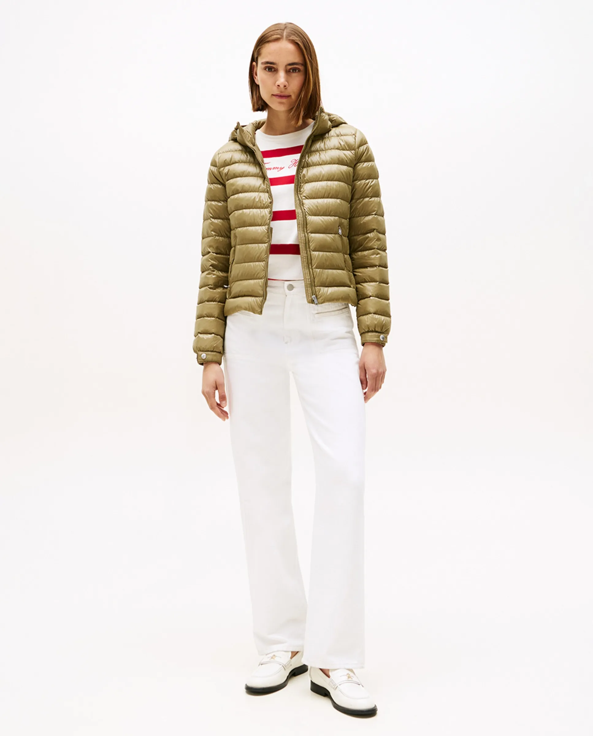 

Женская стеганая куртка с карманами Tommy Hilfiger, военный зеленый