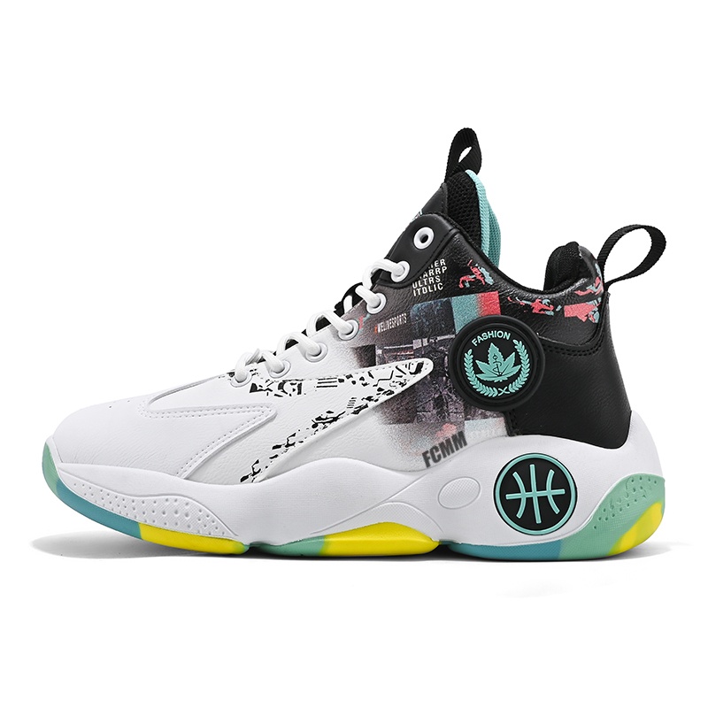 

Противоскользящие дышащие амортизирующие высокие детские баскетбольные кроссовки для подростков FCMM, белый/черный