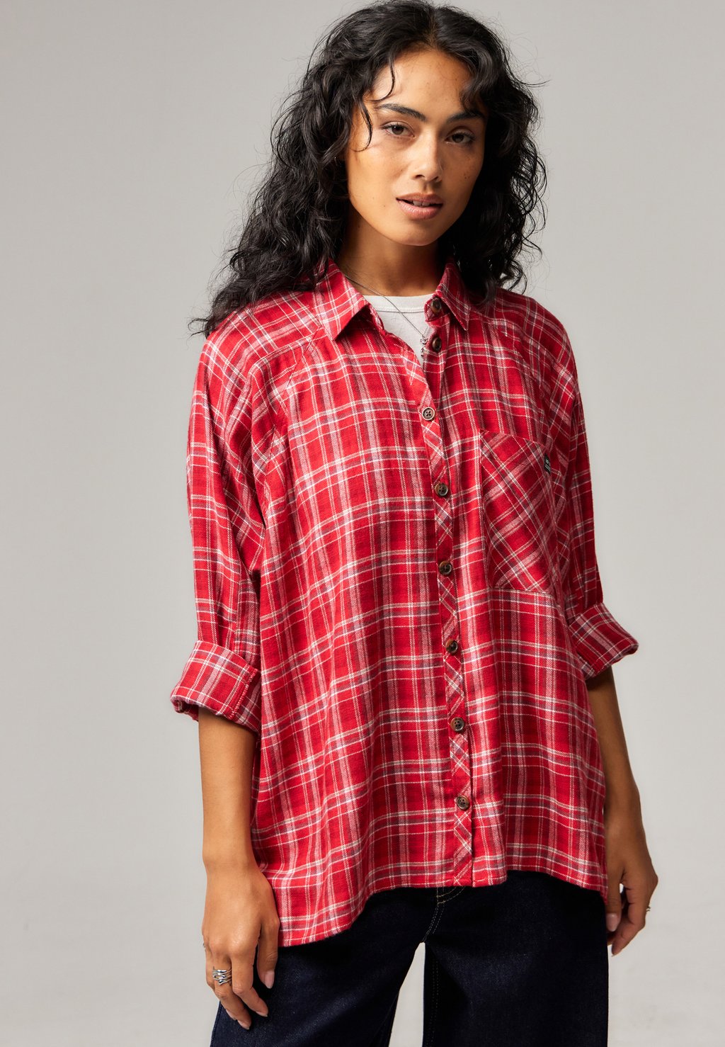 

Блузка на пуговицах BRENDAN CHECK SHIRT BDG Urban Outfitters, красный
