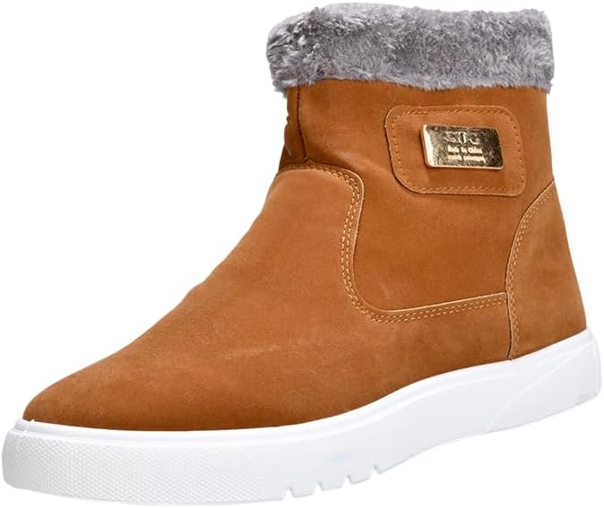 

Мужские зимние повседневные ботинки Hhhchpm с легкой надевкой - теплые и непромокаемые с меховой подкладкой - короткий дизайн до щиколотки, хаки