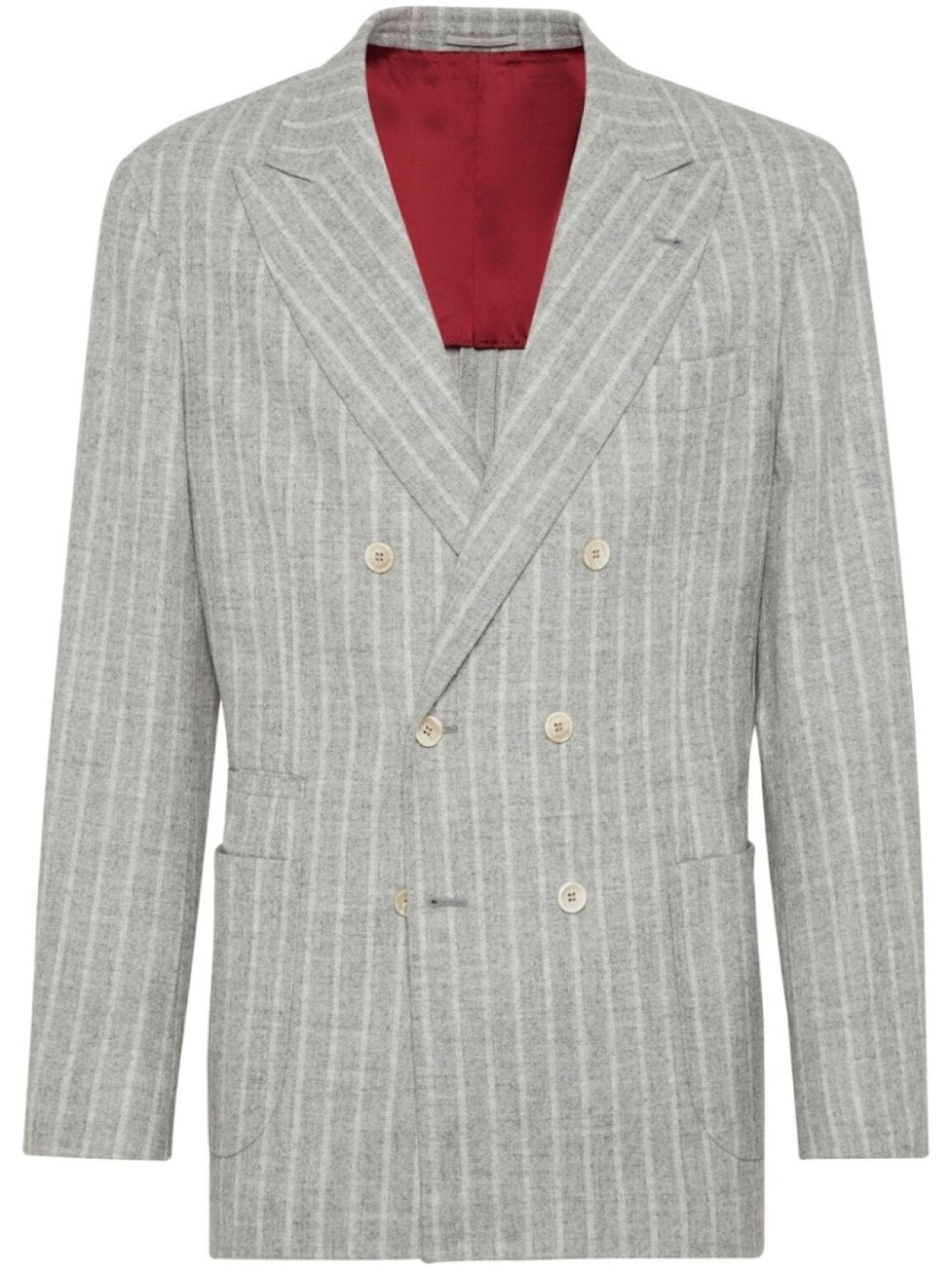 

Brunello Cucinelli двубортный пиджак в полоску, серый
