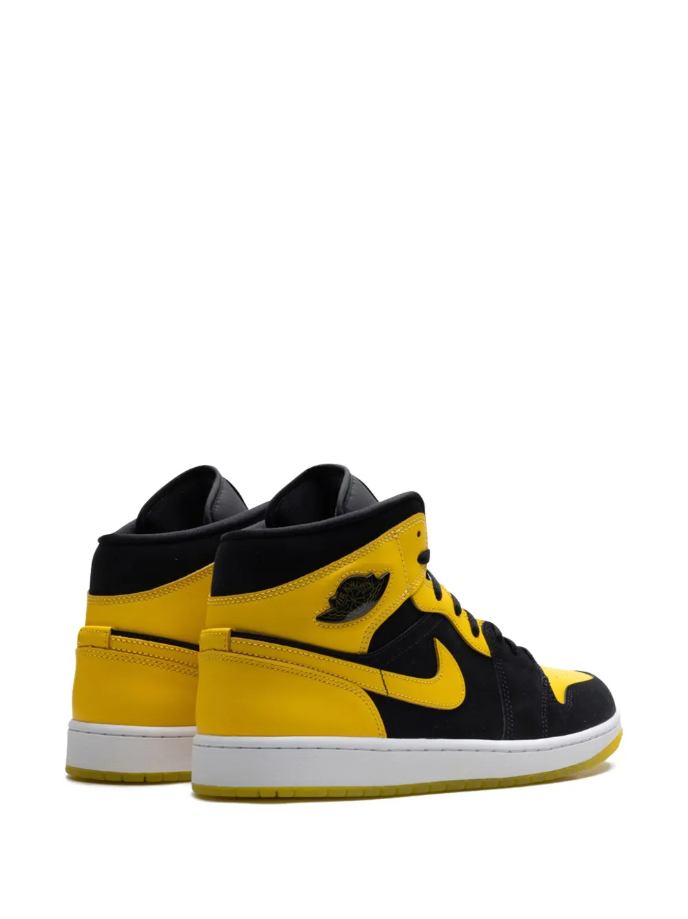 Кроссовки Air  1 Mid Black/White/Varsity Maize Jordan, желтый — фото 3