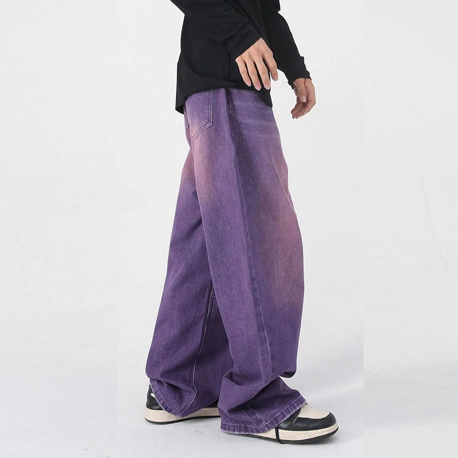 Джинсы свободные Baggy, бренд не указан, фиолетовый — фото 4