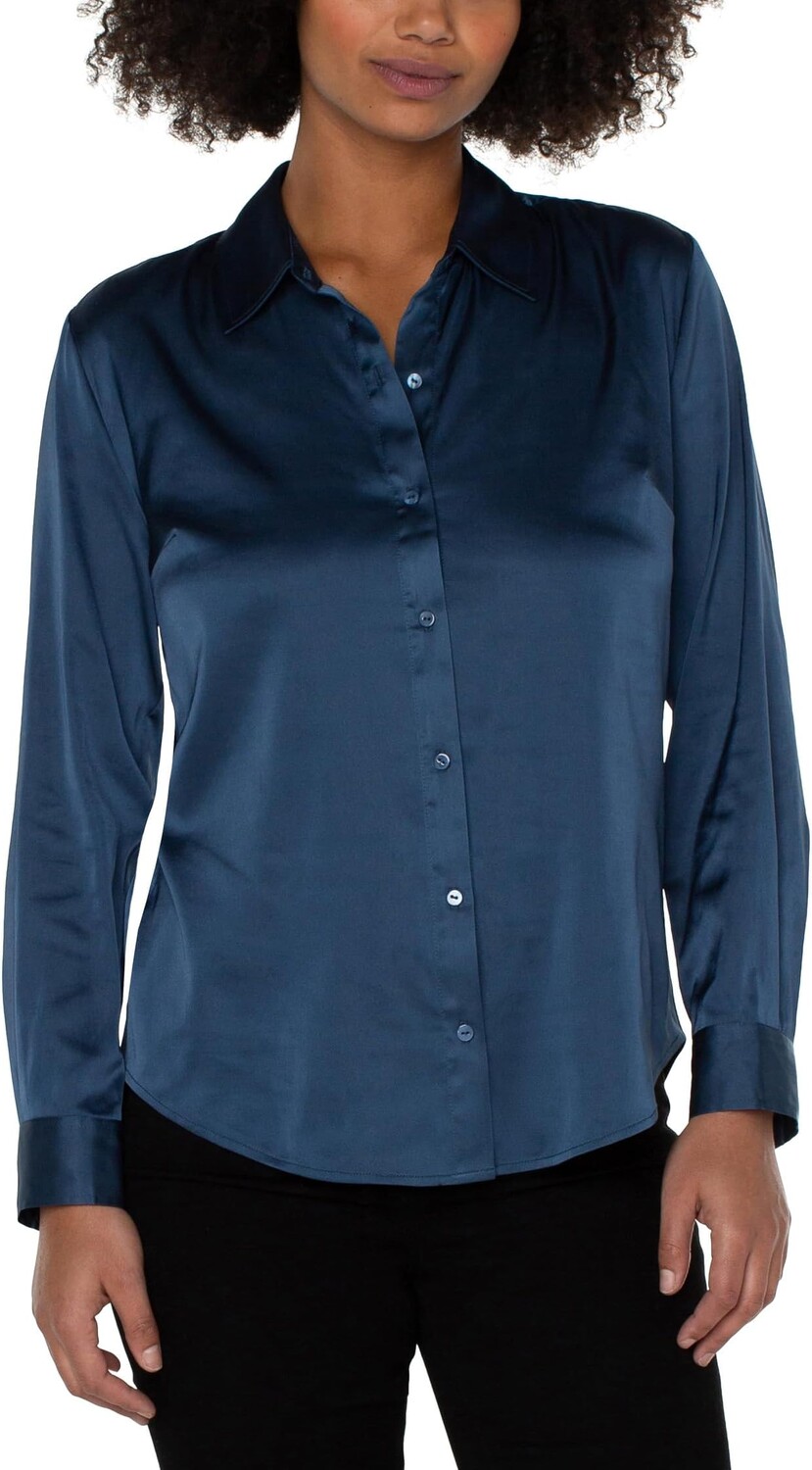 

Блуза Liverpool Los Angeles Button Front Woven Blouse, цвет Shibori Blue