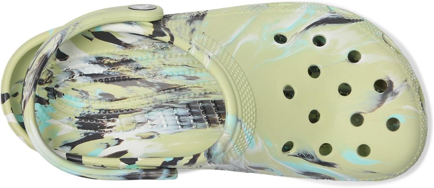 Детские сабо Crocs унисекс, классические, с мраморным рисунком, акварельным рисунком, размер K, зеленый — фото 2
