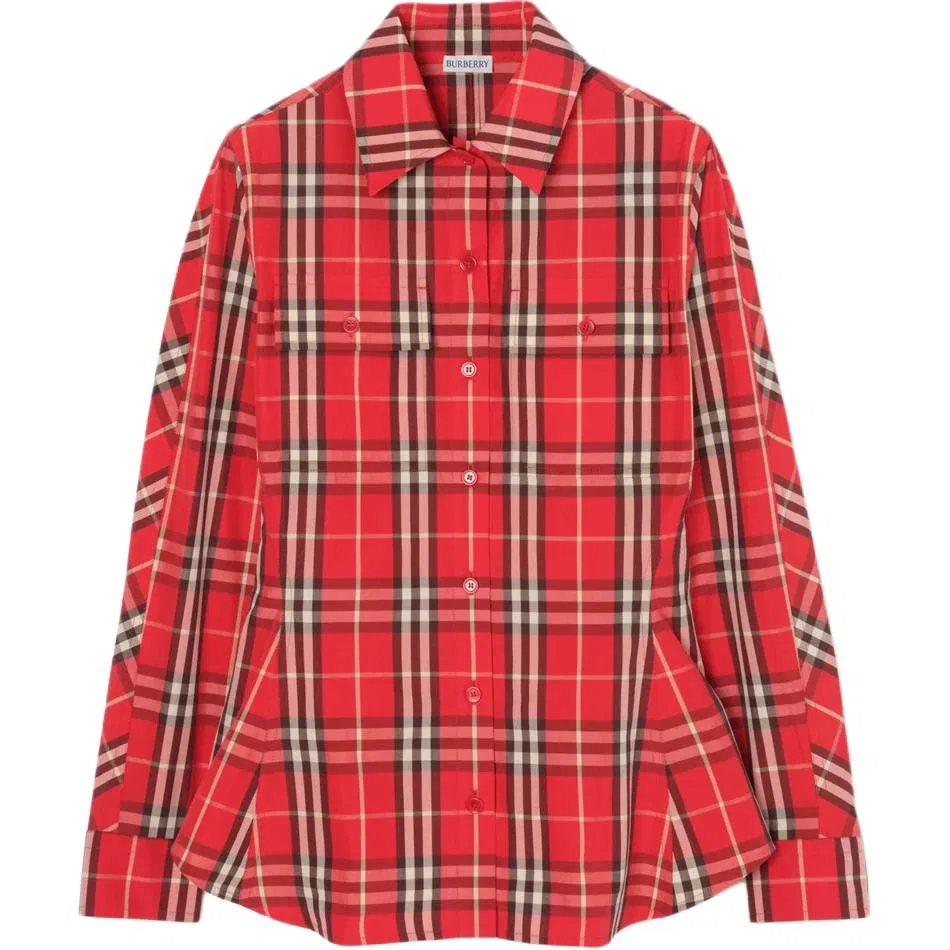 Рубашка Burberry Check Slim Mailbox красный женская