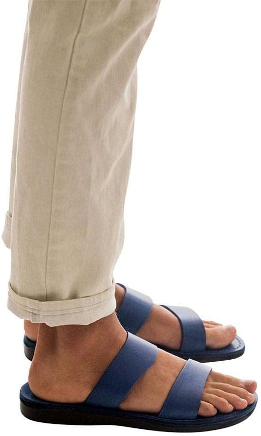 Кожаные мужские сандалии с двойным ремешком Aviv Jerusalem Sandals, синий — фото 3