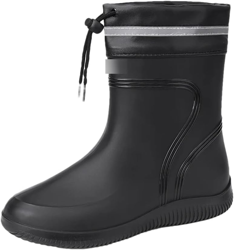 

Мужские повседневные водонепроницаемые резиновые сапоги Wjnvfioo, модная обувь для активного отдыха и рыбалки, ботинки до щиколотки, противоскользящие водонепроницаемые туфли, черный