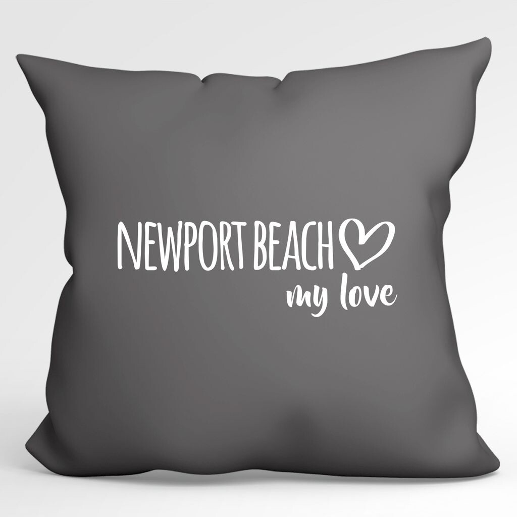 

Huuraa Pillow Newport Beach my love декоративная подушка с наполнителем размером 40x40см Steel Grey для всех поклонников Newport Beach USA идея подарка для друзей и семьи Hellweg Druckerei