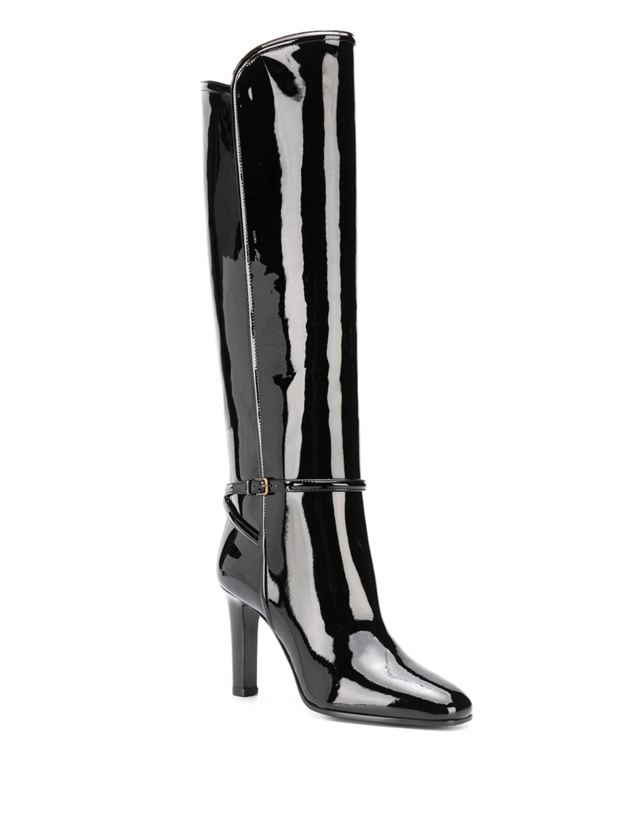 Лакированные сапоги с квадратным носком Saint Laurent, черный — фото 2