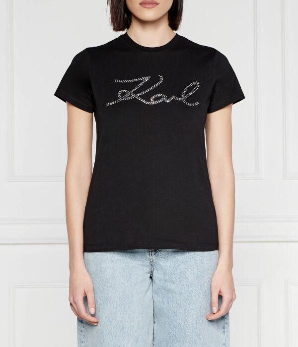 

Футболка со стразами Regular Fit Karl Lagerfeld, черный