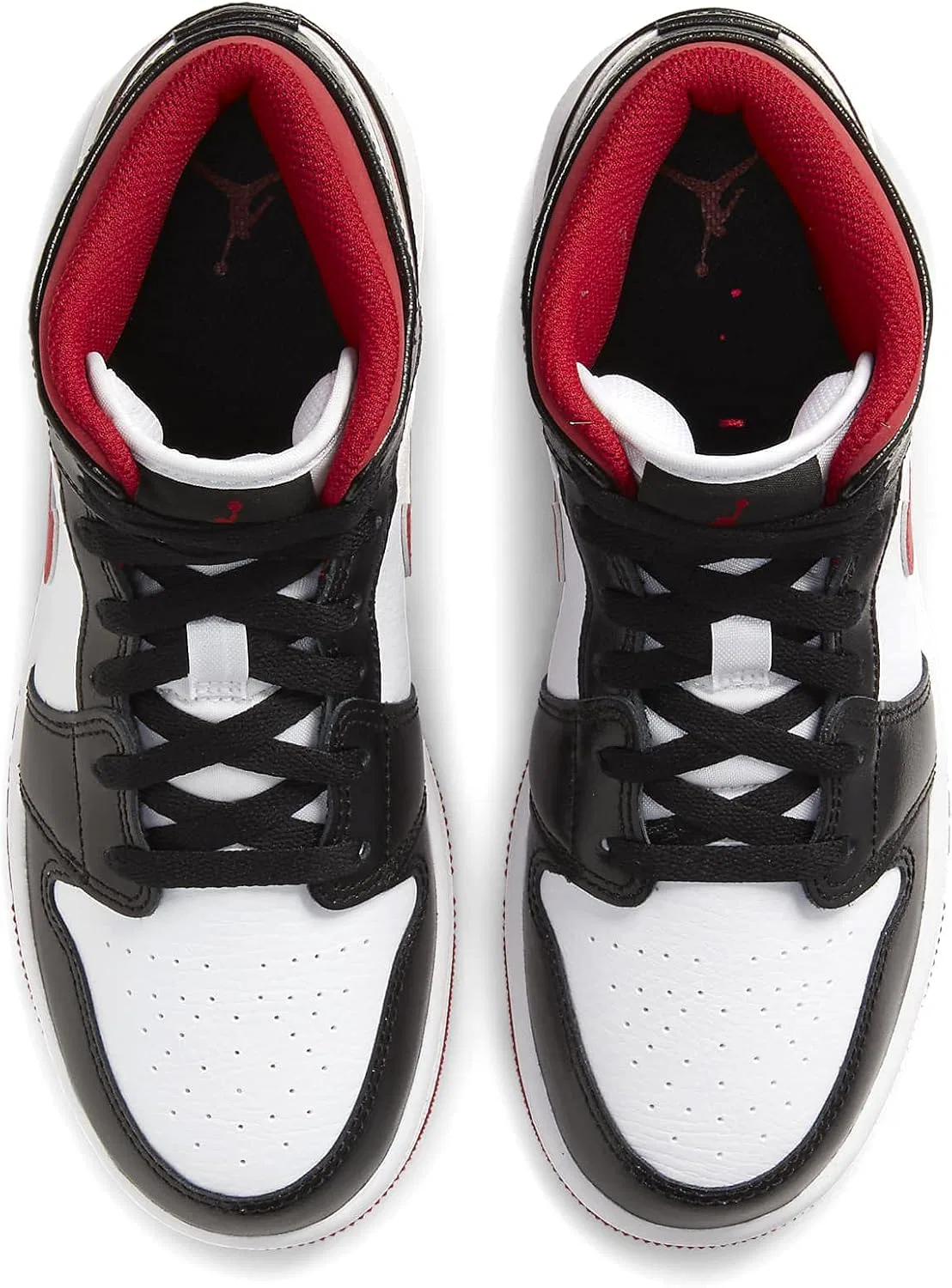 Кроссовки NIKE Air Jordan 1 Mid GS - White/Gym Red-Black — фото 4