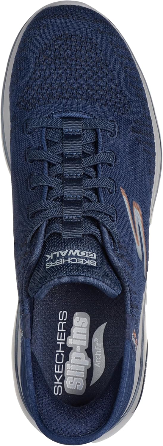 Мужские кроссовки Skechers Go Walk Arch Fit 2.0 - Grand для ходьбы, синий/оранжевый/темно-синий — фото 3