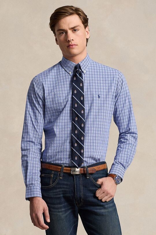 

Хлопковая рубашка Polo Ralph Lauren, синий