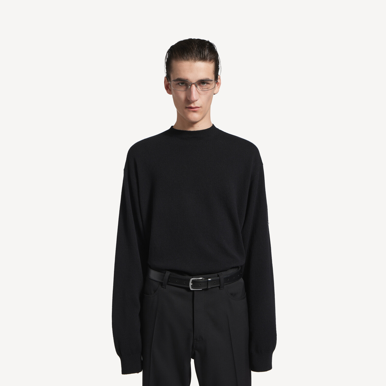 Мужской свитер с круглым вырезом, черный BALENCIAGA, черный — фото 4