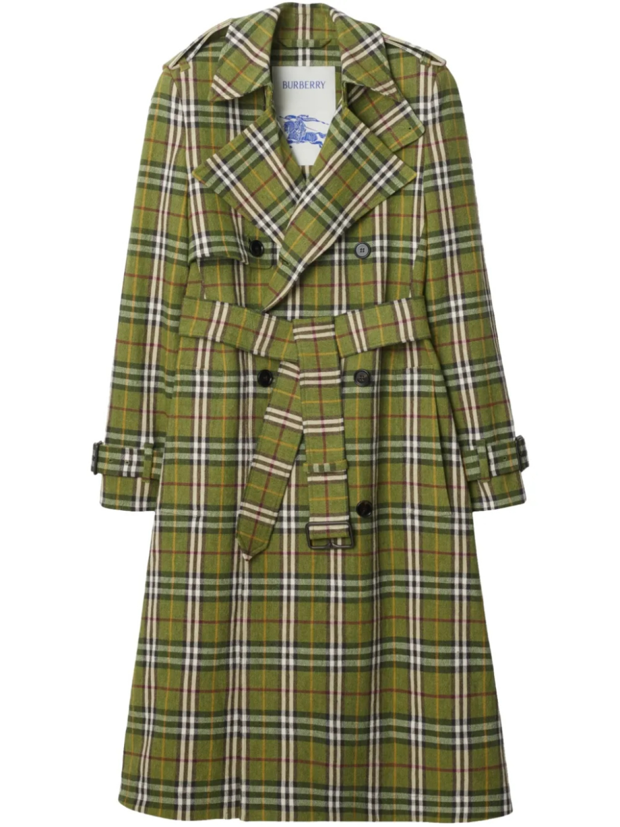 

Burberry длинный тренч в клетку, зеленый