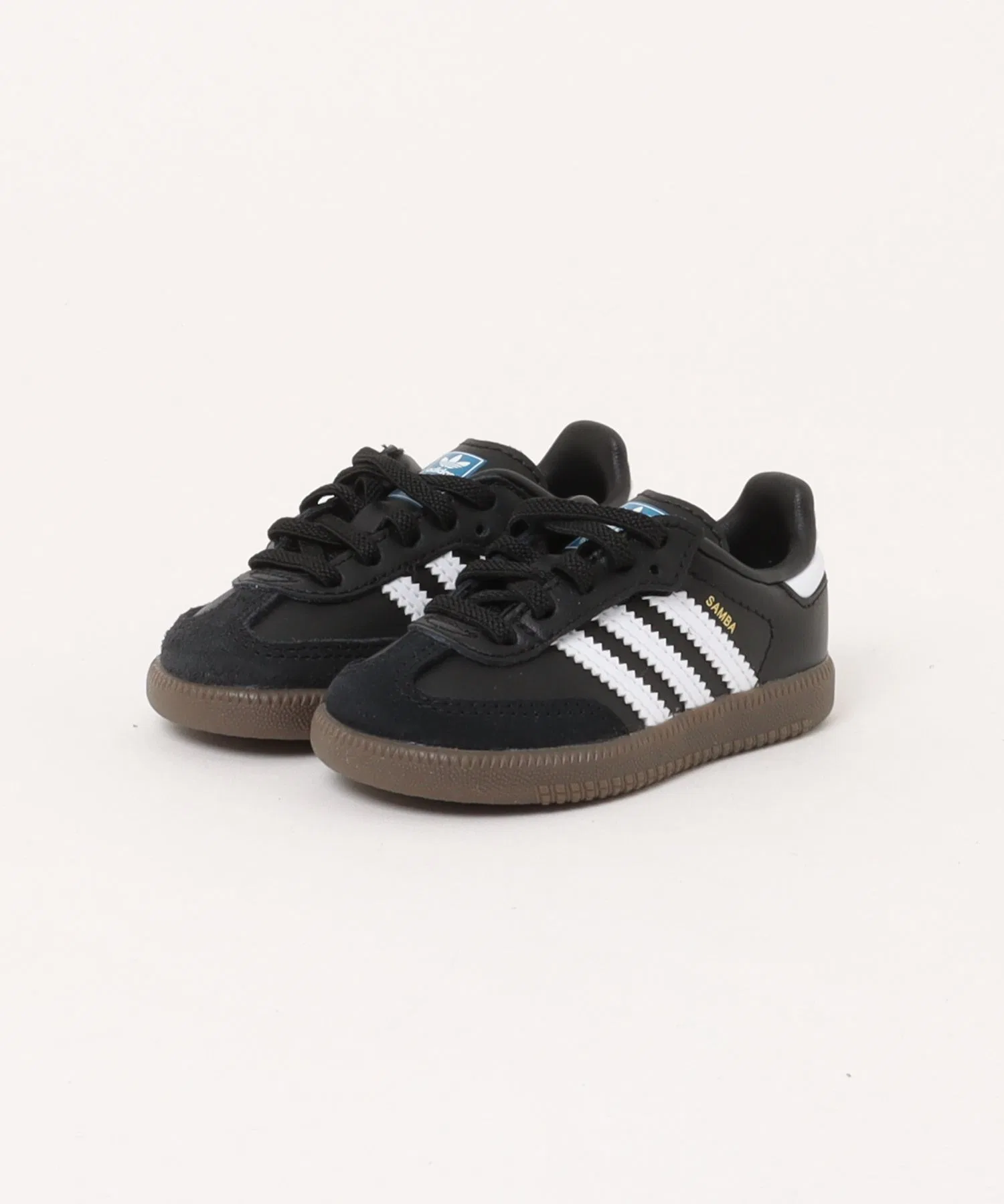 Детские кроссовки Adidas Samba OG CF EL I из натуральной кожи чёрные