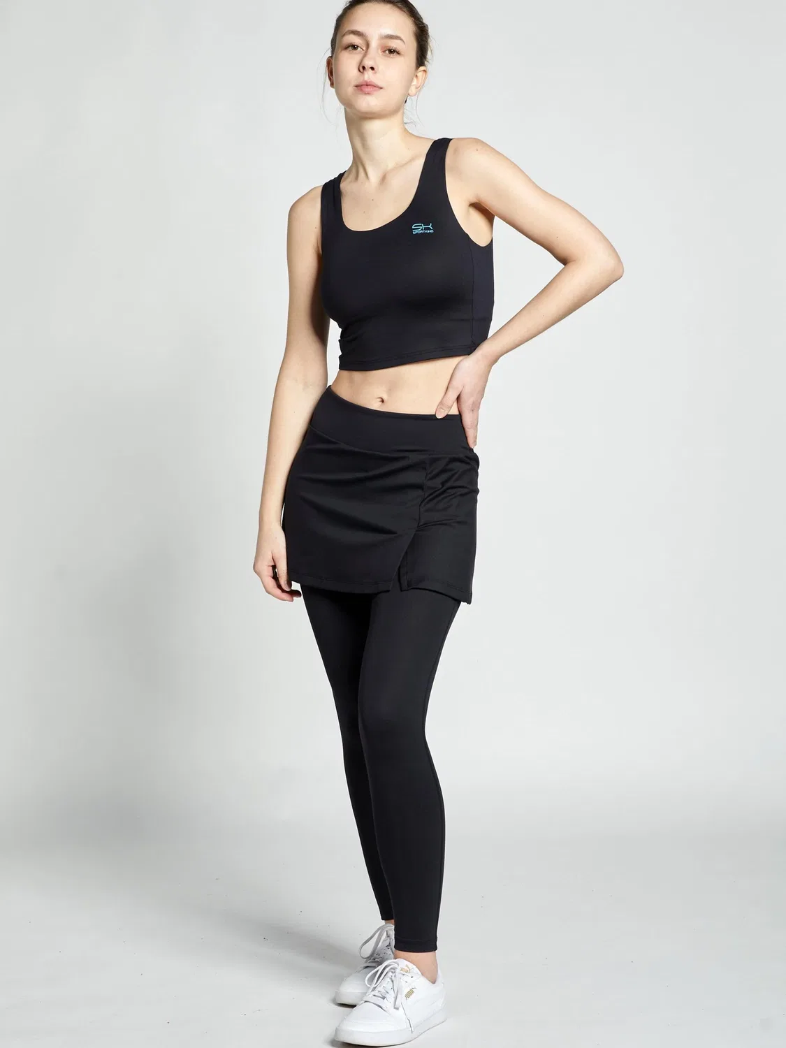Спортивные брюки Sportkind Regular Workout Pants 2-в-1 Skirt черного цвета — фото 2