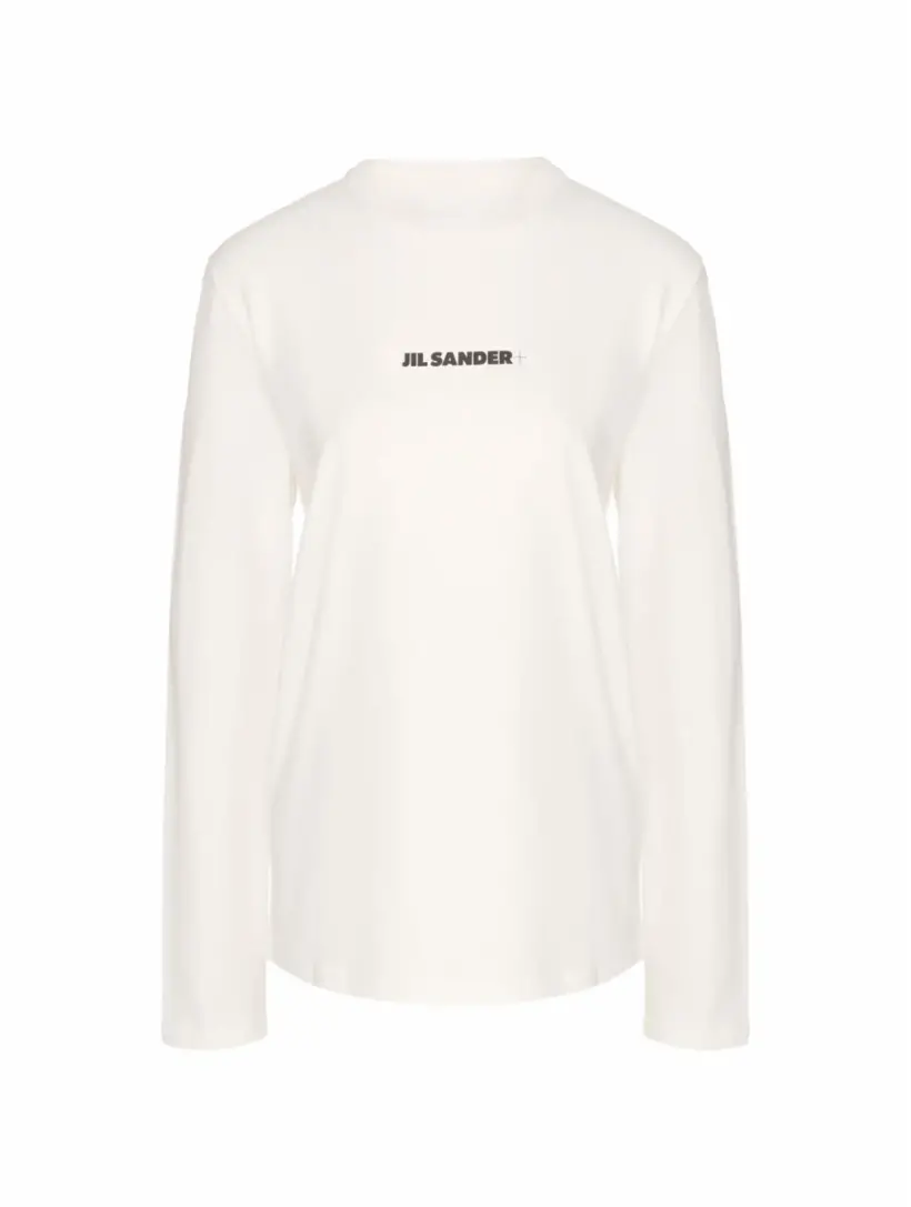 

Хлопковый лонгслив с логотипом Jil Sander, белый