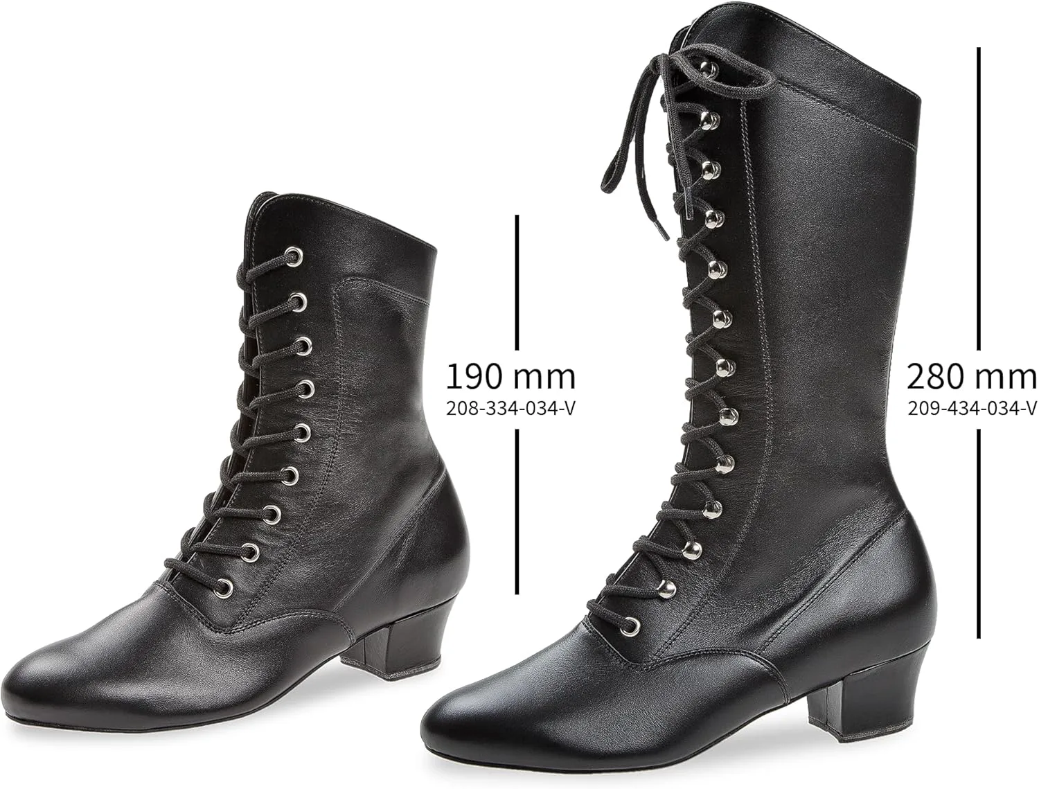 Женские танцевальные сапоги Damen Garde 209-434-034-V - гладкая кожа черного цвета - голень 280 мм - устойчивый каблук 3,7 см - подошва VarioSpin - Сделано в Германии Diamant, черный — фото 2