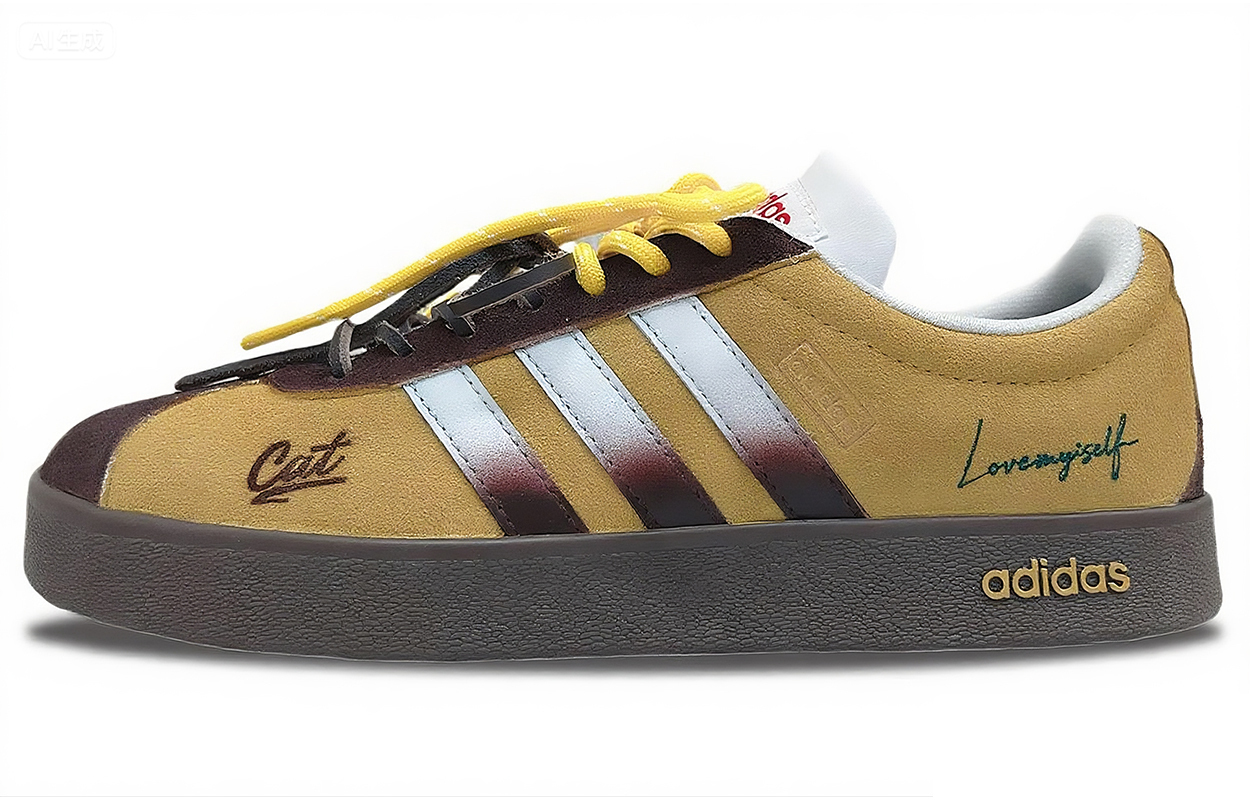 

Adidas VL COURT 2.0 устойчивые к истиранию низкие скейтбордские кроссовки унисекс коричневые желтые, цвет Brown Yellow