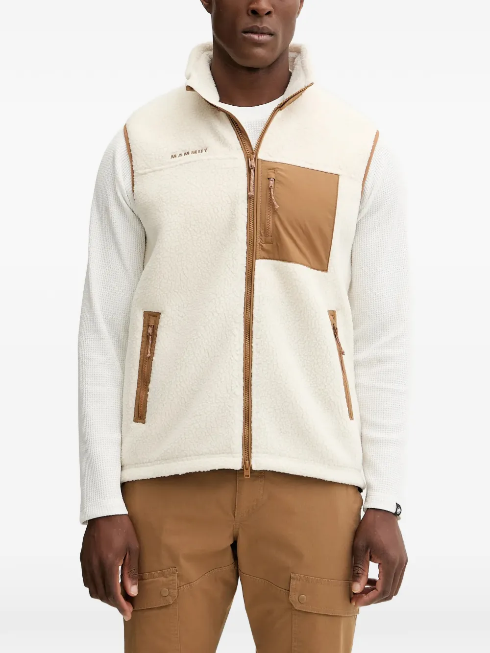 

Флисовый жилет с вышитым логотипом Mammut, бежевый