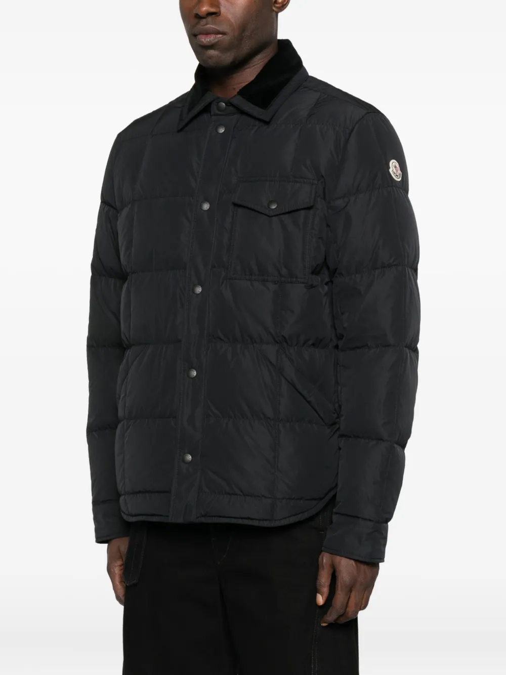 Стеганая куртка с ворсом и вельветовым воротником Moncler, черный — фото 3