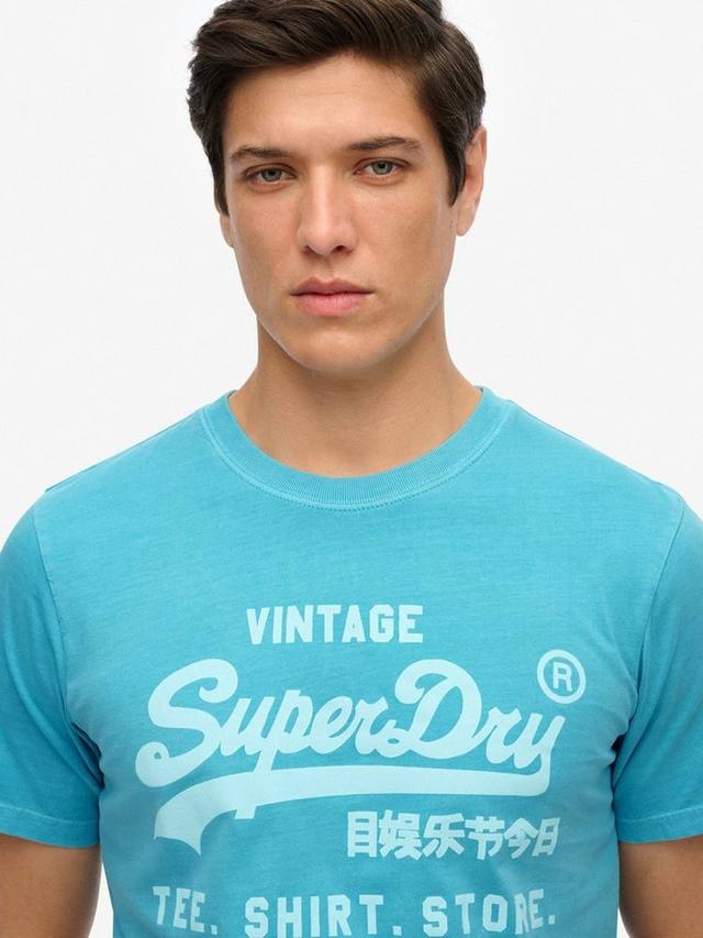 Винтажная футболка с неоновым логотипом в расслабленном крое Superdry, Neon Sky Blue — фото 4
