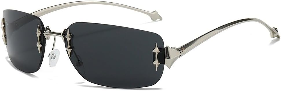 

Безободковые квадратные солнцезащитные очки черного цвета с градиентным переходом цвета, модные, в стиле панк, с металлическим оправой, защита от УФ-излучения UV400 WNCKSQ, C2