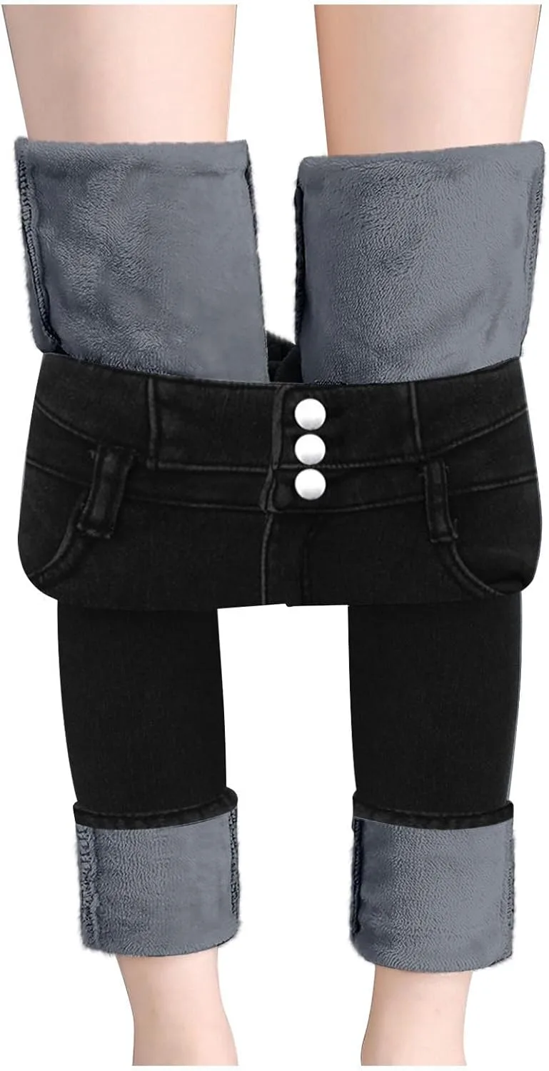 

JiXiang женские утепленные джинсы с флисовой подкладкой, скинни, высокая посадка