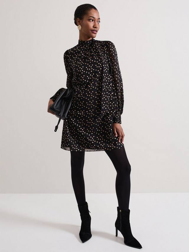 

Платье мейбл в горошек Phase Eight, цвет Black/Gold