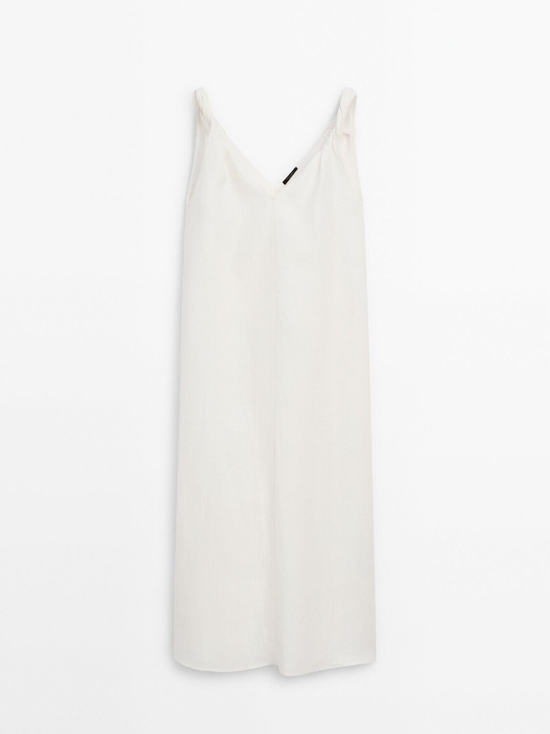 

Льняное платье миди с бретелями Massimo Dutti, белый