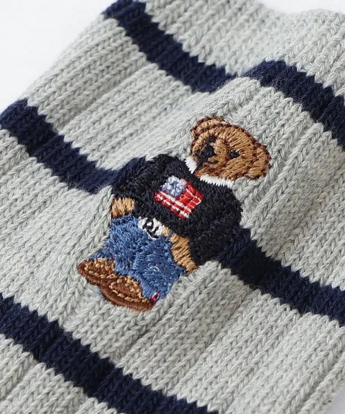 POLO RALPH LAUREN Полосатые короткие носки из органического хлопка с изображением медведя 03207200 — фото 3