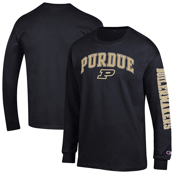

Мужская черная футболка с длинным рукавом purdue boilermakers arch over logo 2-hit Champion