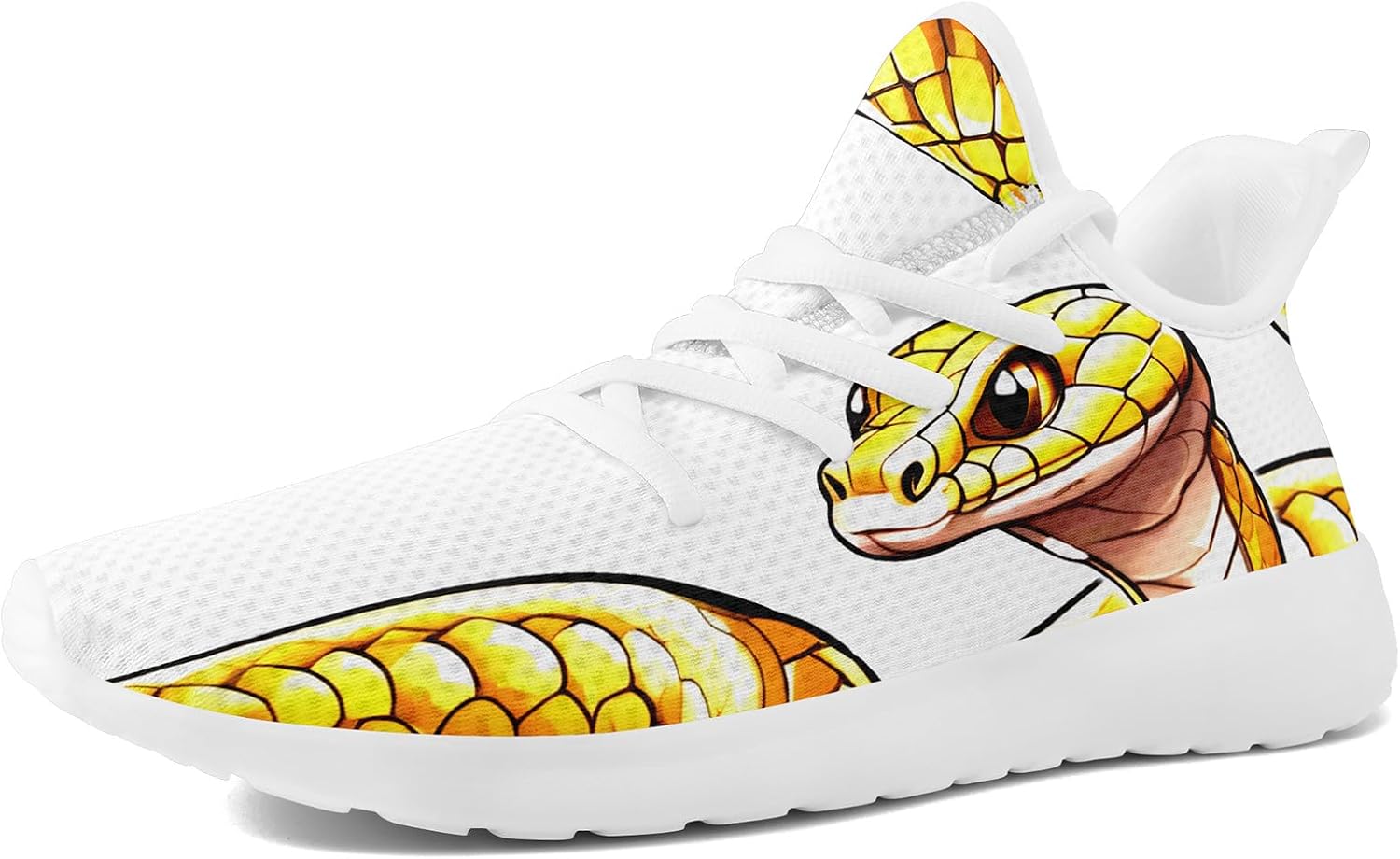 

Мужские кроссовки с принтом змея и цветами - легкие дышащие беговые обувь, стильные спортивные повседневные кроссовки для ходьбы Coolcustomize, белый