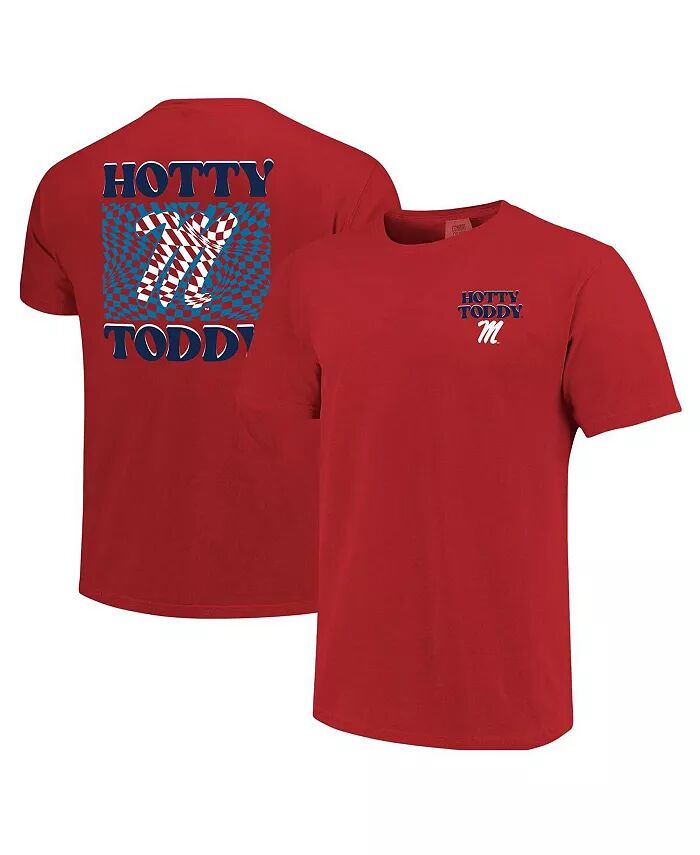 

Женская красная футболка Ole Miss Rebels Comfort Colors с клетчатым талисманом Image One